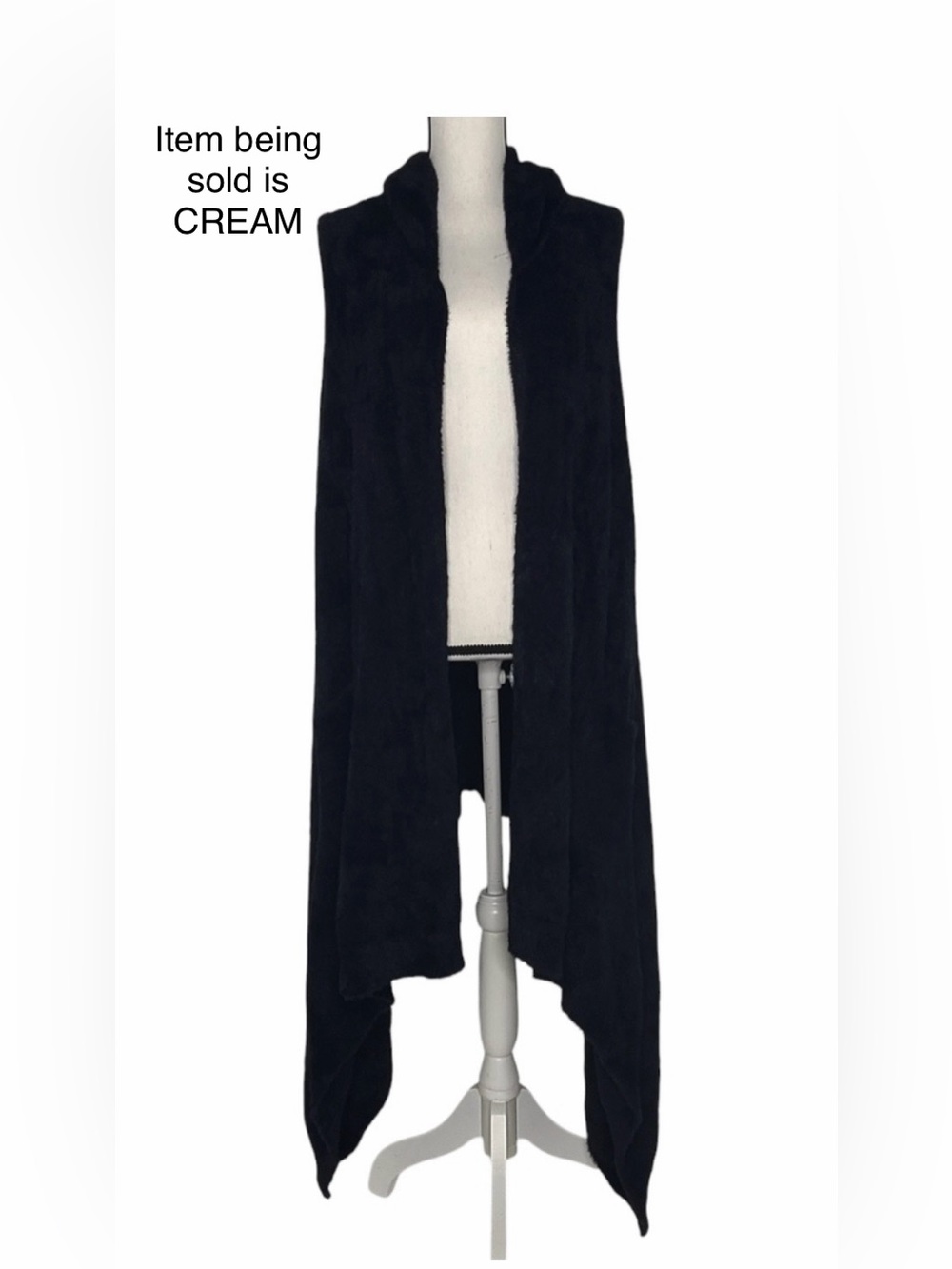 NWT OS AE Aerie-CREAM Fuzzy Hooded Mushroom' Open-Front Cape, Shawl, 1497-7816